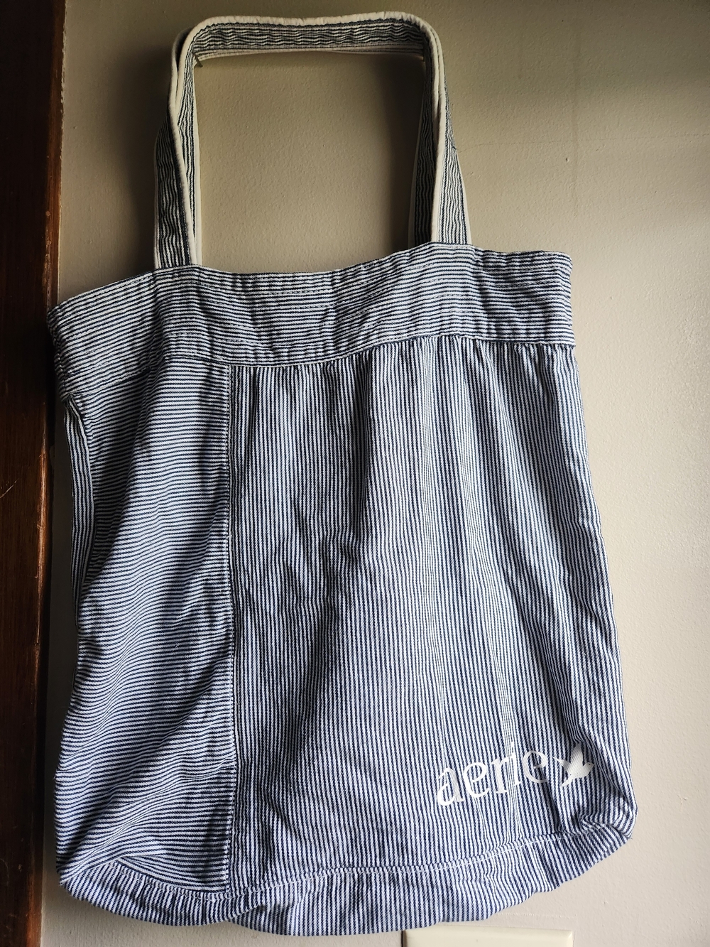 Aerie Striped Canvas Tote Bag - Navy & White